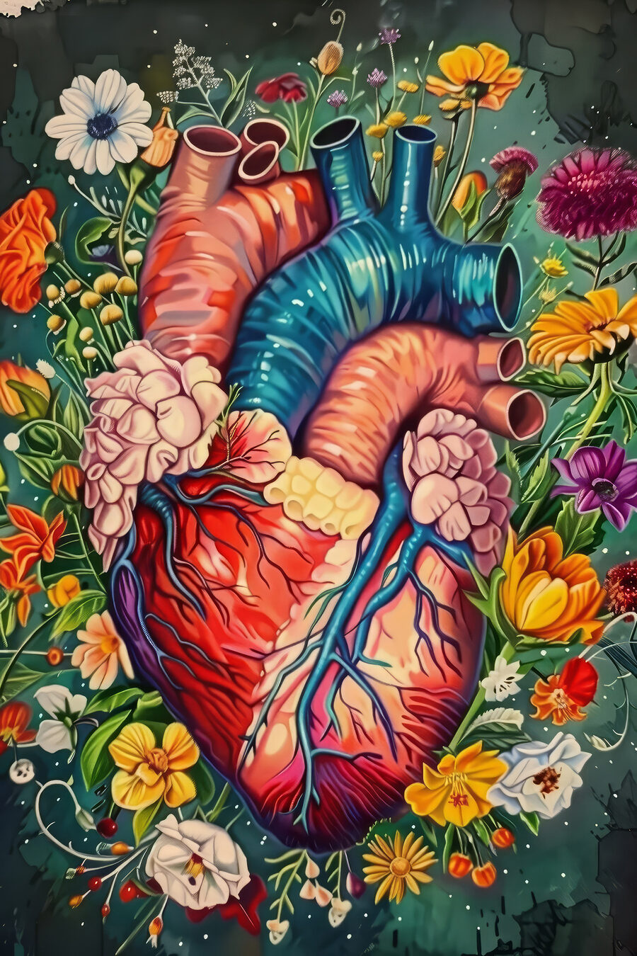 A colorful heart with flowers A colorful heart with flowers