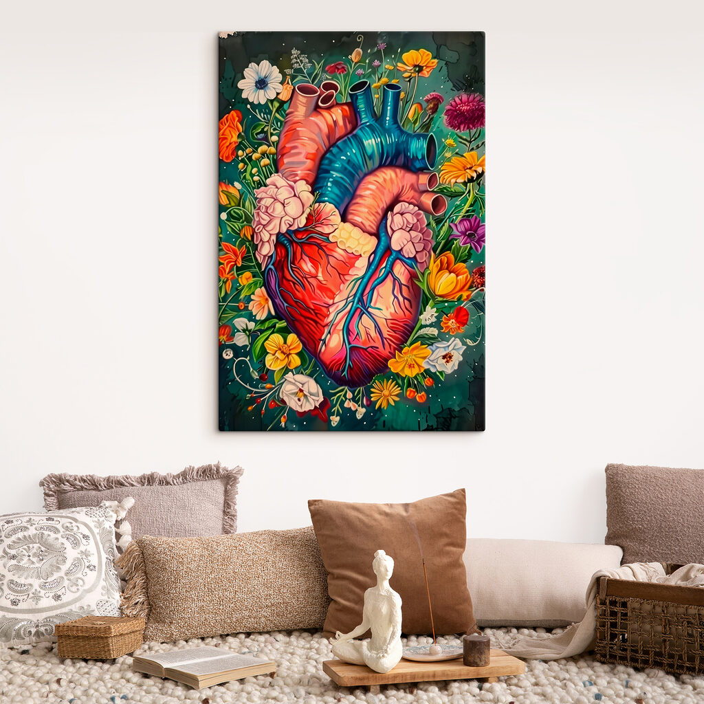 A colorful heart with flowers