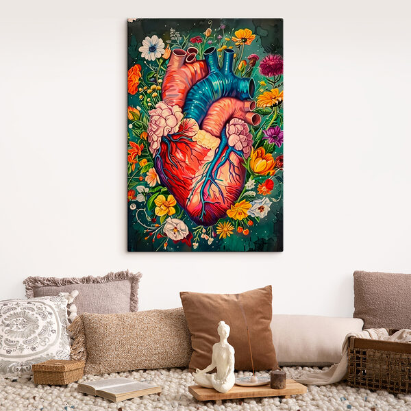 A colorful heart with flowers A colorful heart with flowers