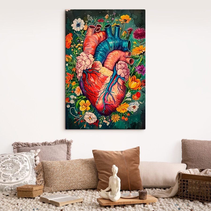 A colorful heart with flowers A colorful heart with flowers