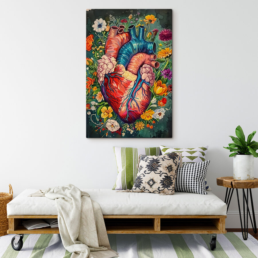 A colorful heart with flowers A colorful heart with flowers
