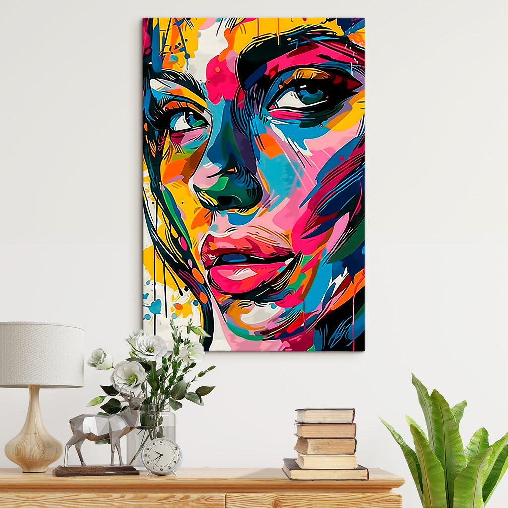 A colorful face of a woman A colorful face of a woman