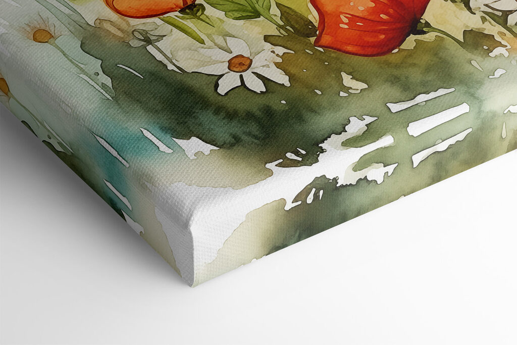 A watercolor of an animal standing in a flower field A watercolor of an animal standing in a flower field