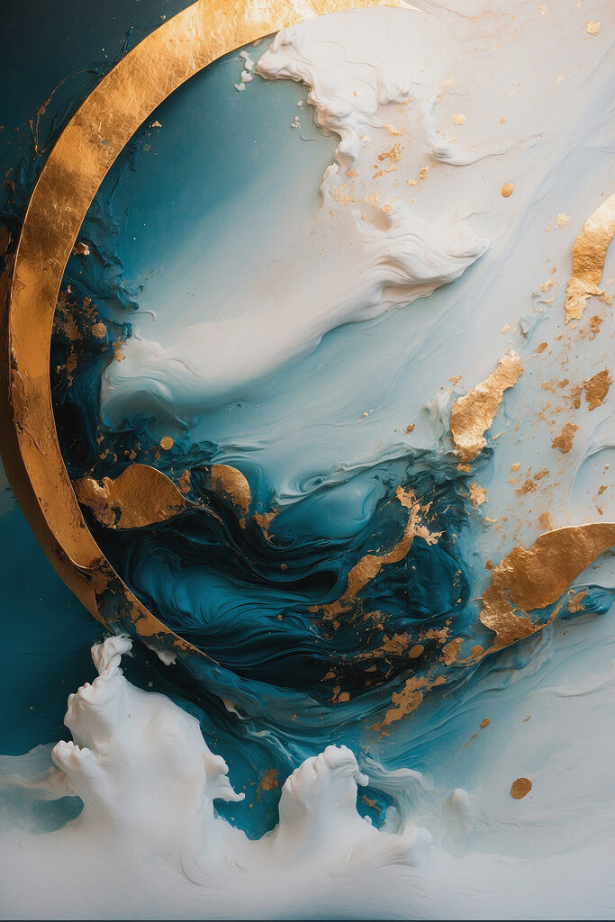 A close up of a painting