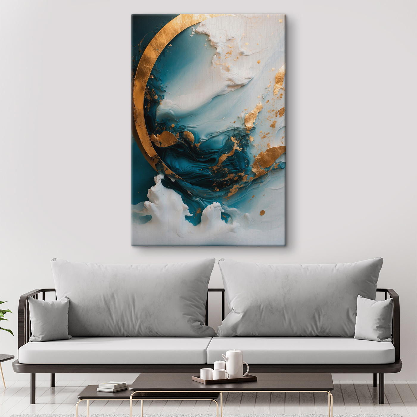 A close up of a painting