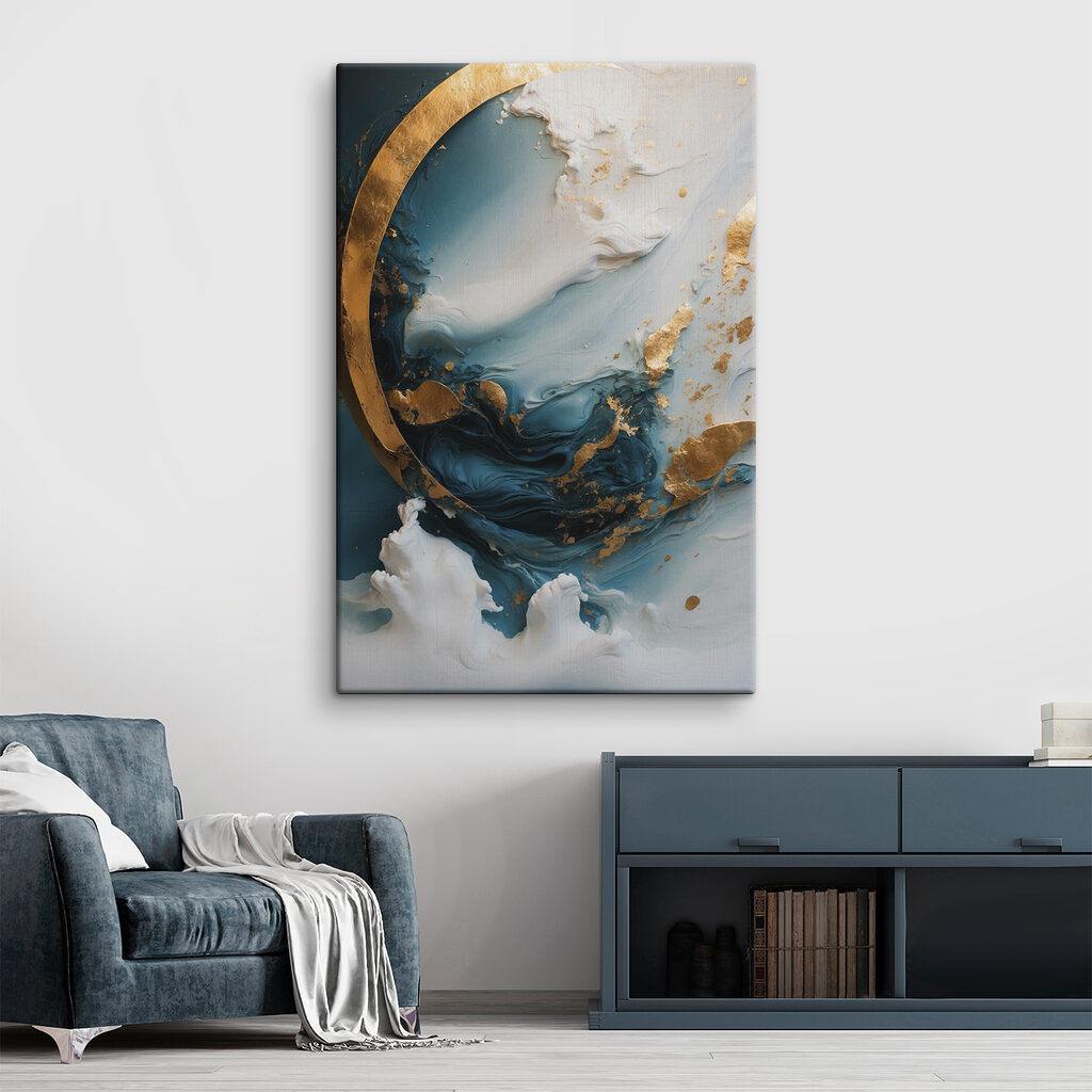 A close up of a painting