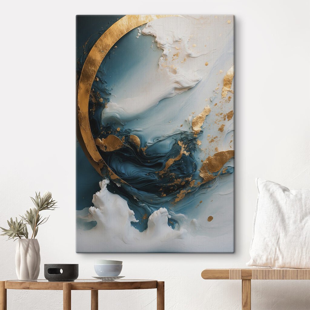 A close up of a painting