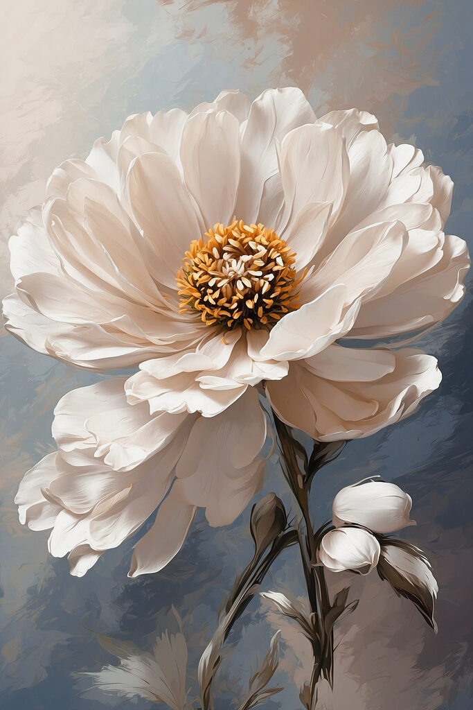 A white flower with yellow center