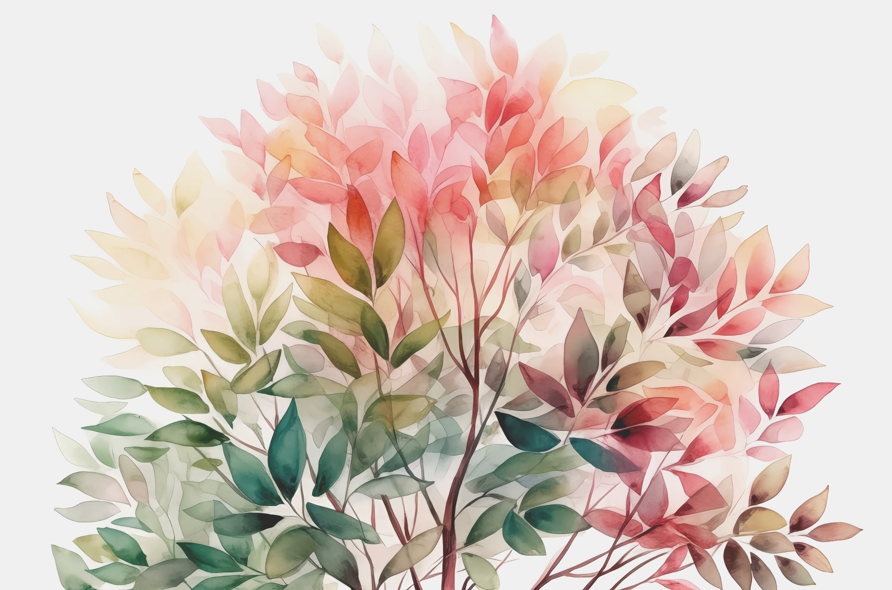 A painting of a tree with leaves