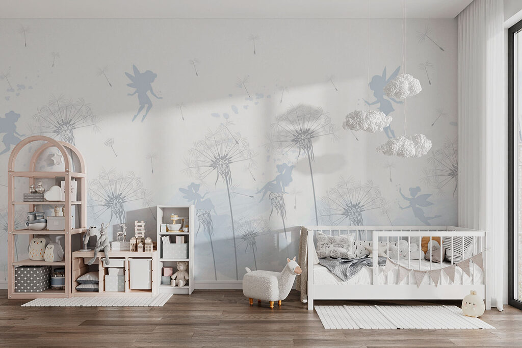 A dandelion with fairies flying in the air A dandelion with fairies flying in the air