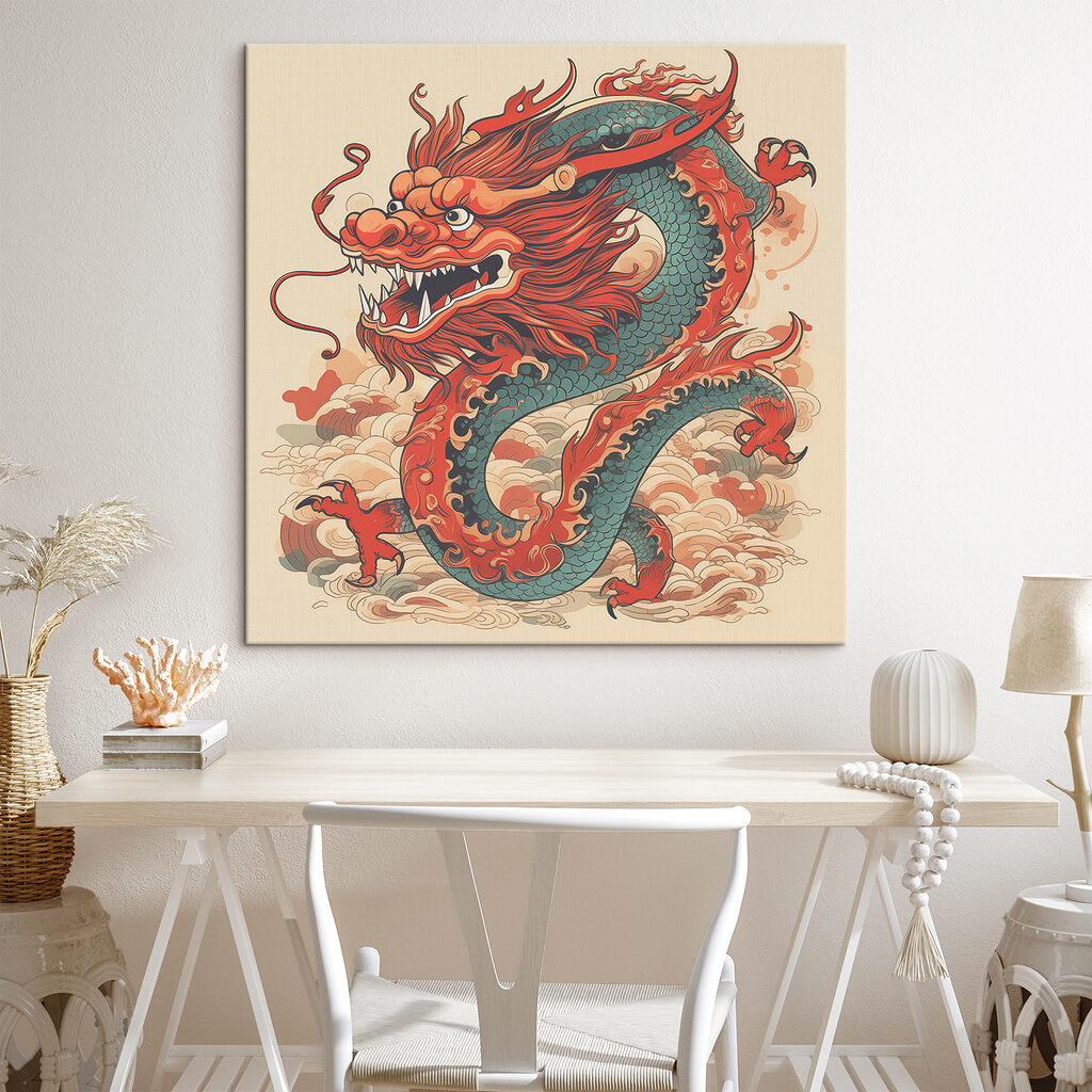 A dragon with a long tail