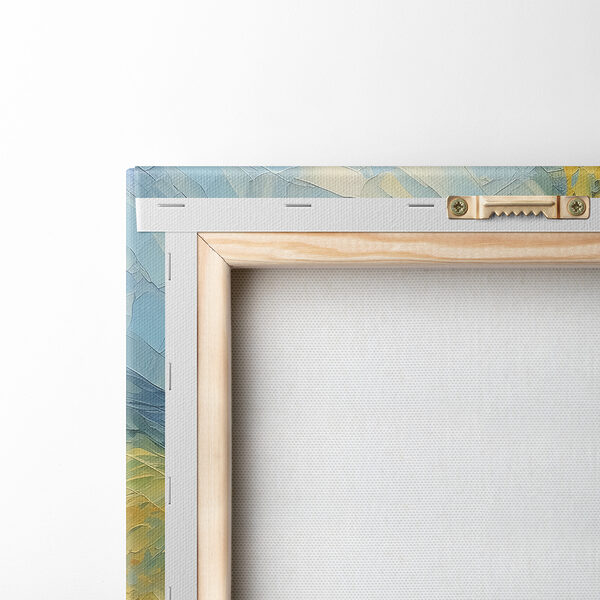 A painting of a river with yellow flowers A painting of a river with yellow flowers