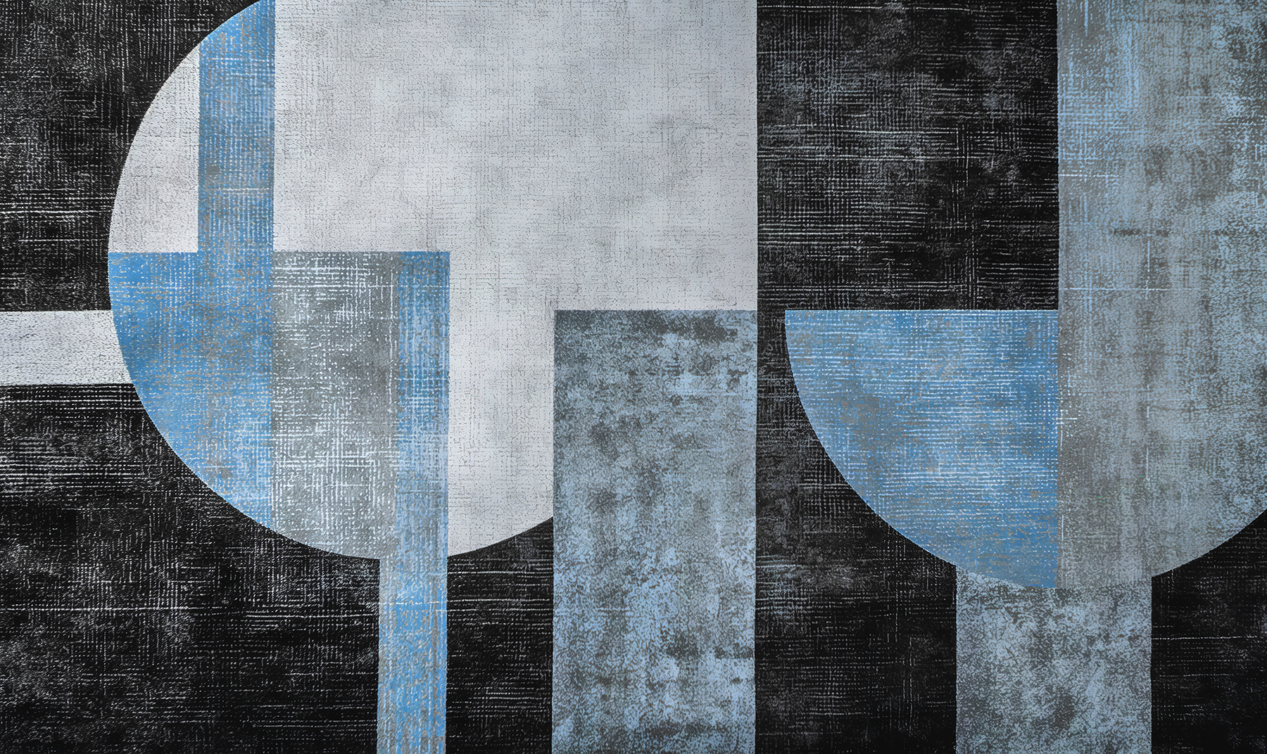 A black and blue and white art piece A black and blue and white art piece