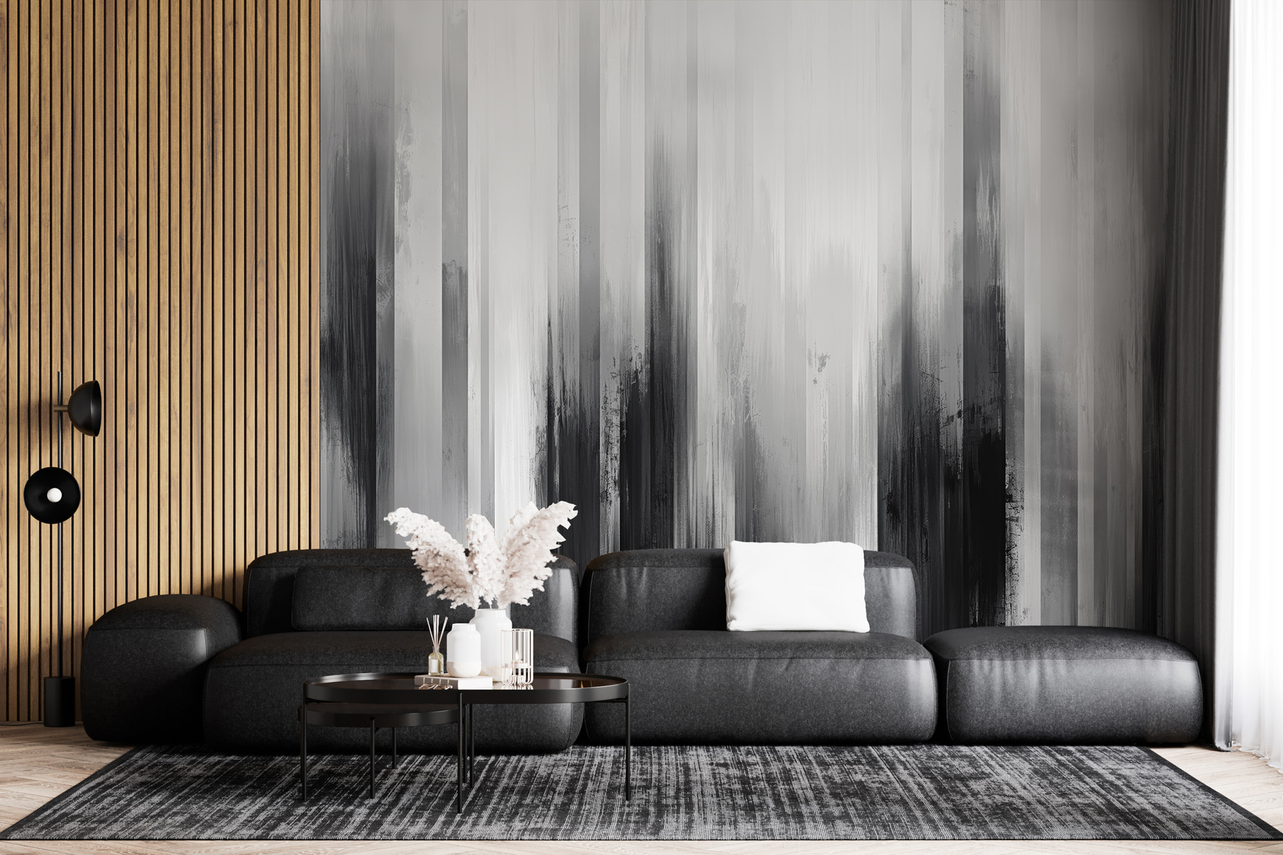 A black and white painting A black and white painting