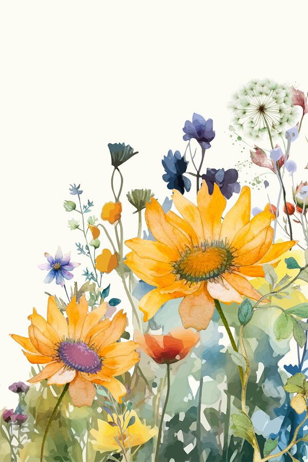 A painting of flowers and plants A painting of flowers and plants