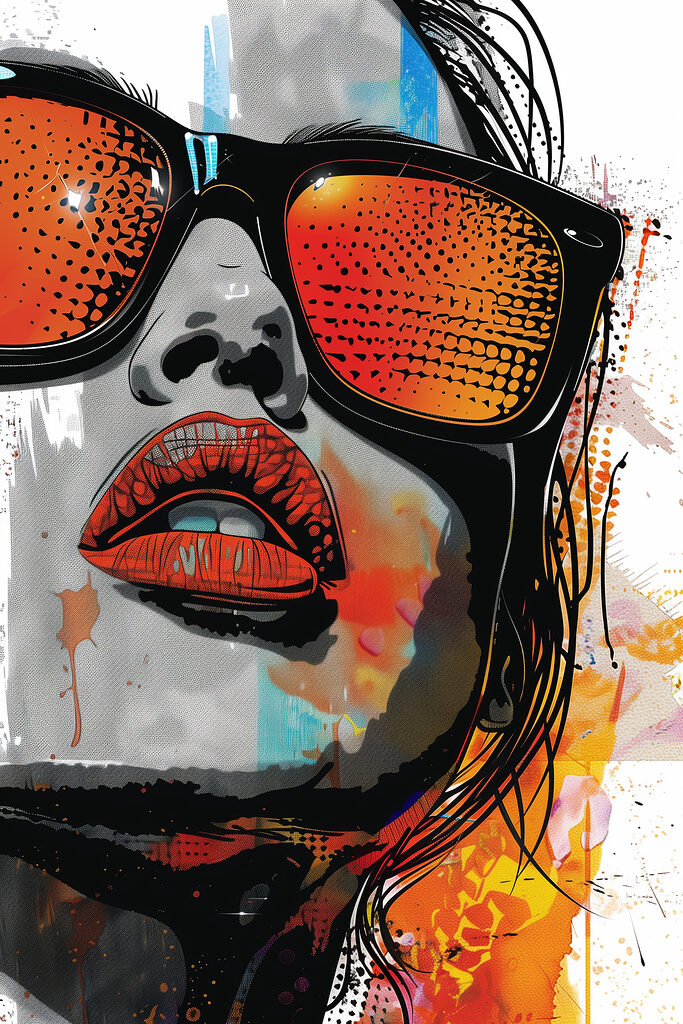 A woman wearing sunglasses and lips