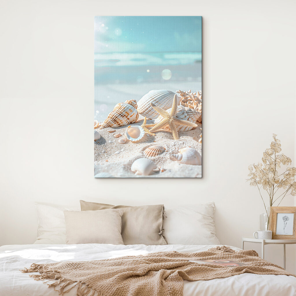 A group of shells and starfish on sand A group of shells and starfish on sand