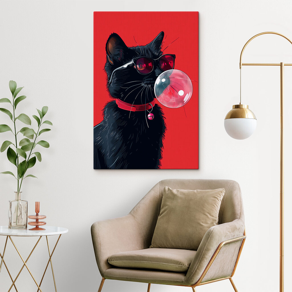 A cat wearing sunglasses and chewing gum A cat wearing sunglasses and chewing gum