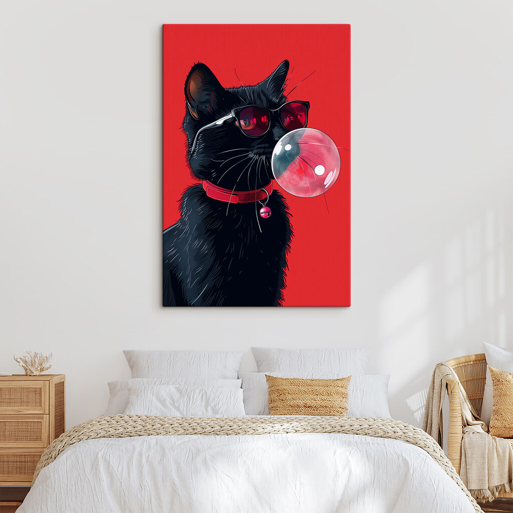 A cat wearing sunglasses and chewing gum A cat wearing sunglasses and chewing gum