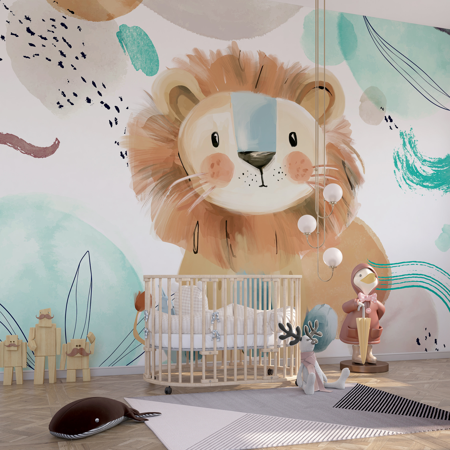 Cartoon lion with blue and white spots Cartoon lion with blue and white spots