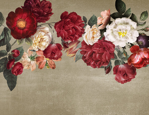 Group of flowers on a grey background