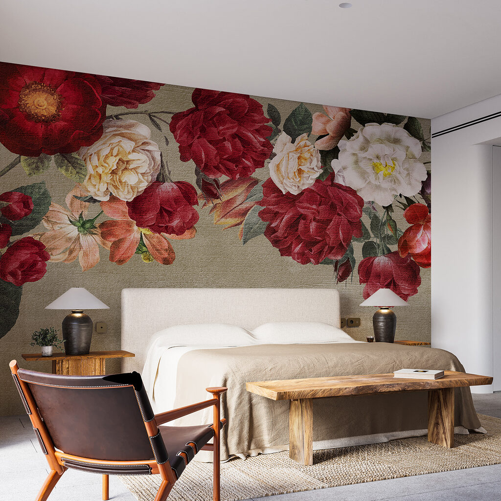 Group of flowers on a grey background