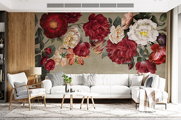 Group of flowers on a grey background