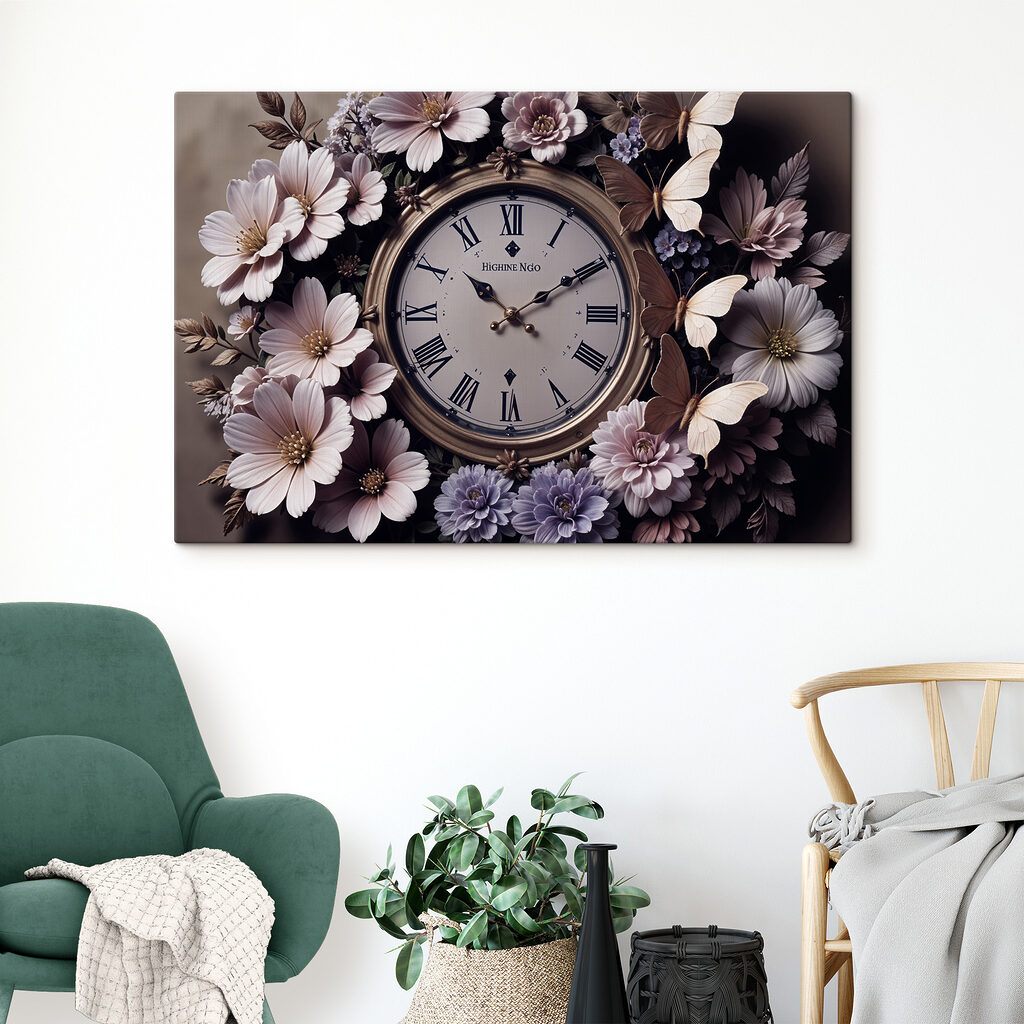 Clock surrounded by flowers Clock surrounded by flowers
