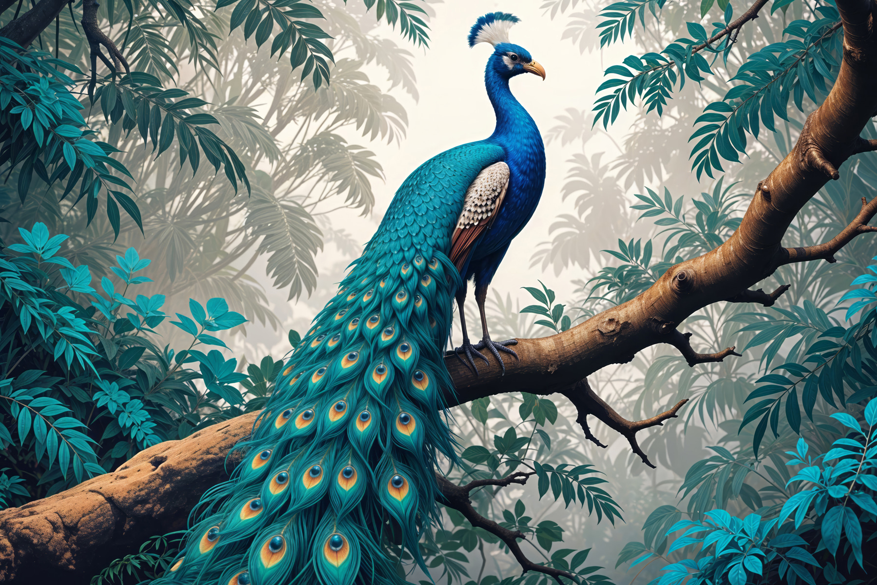 Peacock on a tree branch Peacock on a tree branch