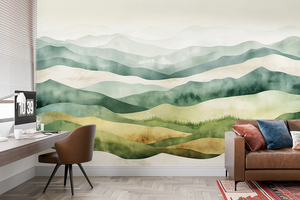 Landscape of hills with fog Landscape of hills with fog