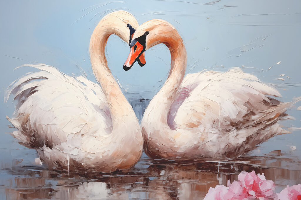 Two swans in the water