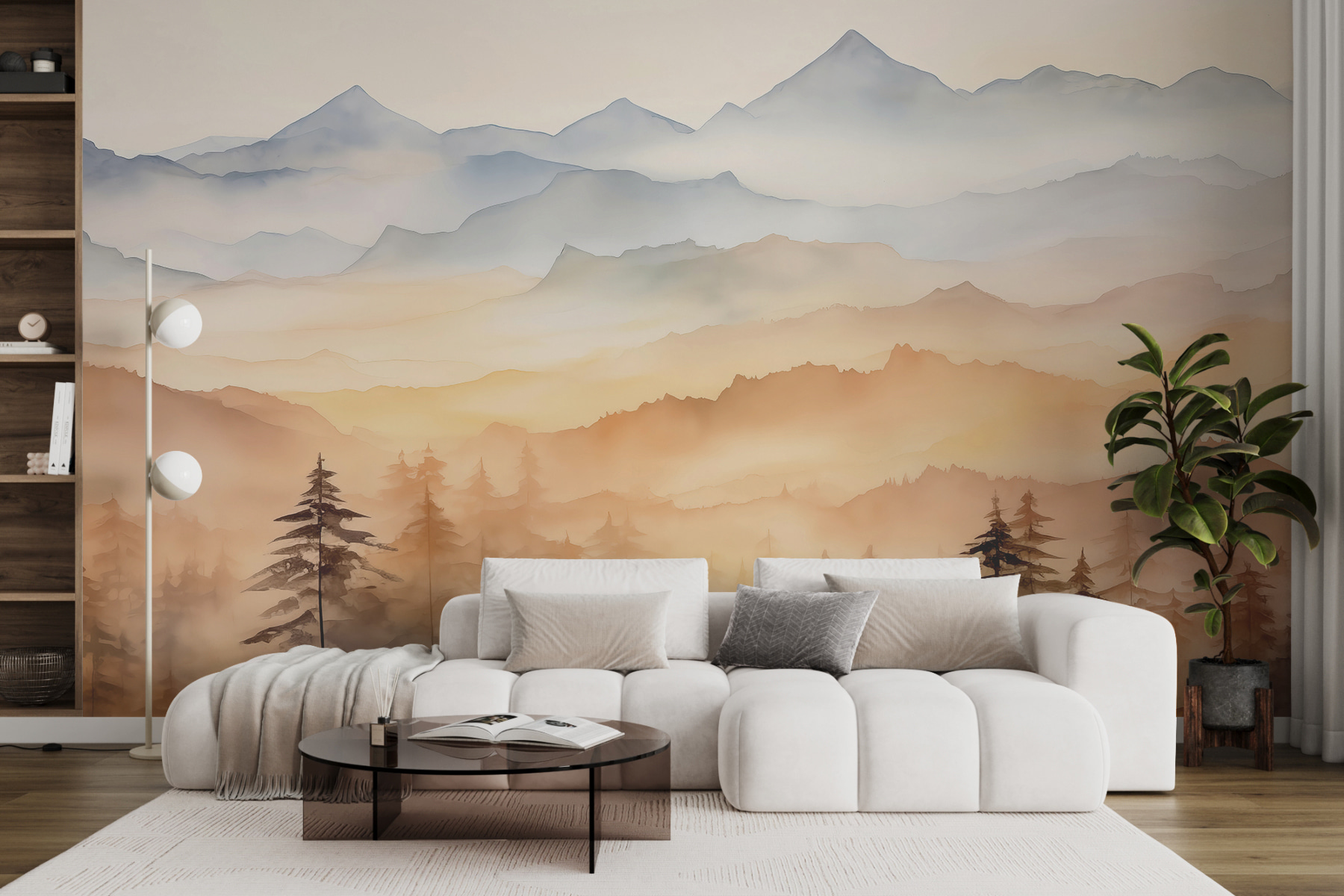 Landscape of mountains and trees Landscape of mountains and trees