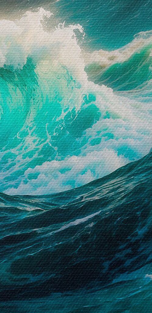 Large waves with fire and smoke