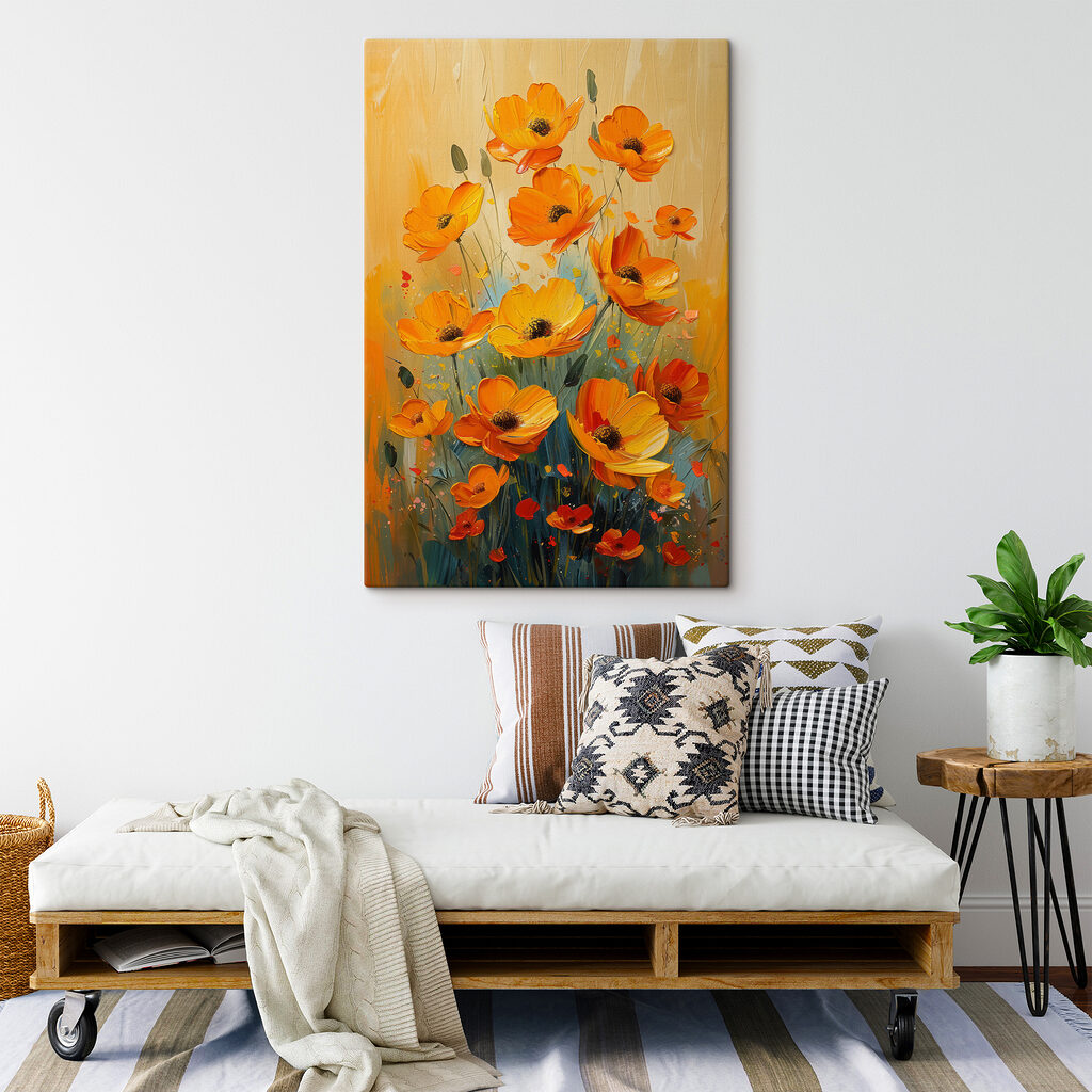 Painting of flowers on a canvas