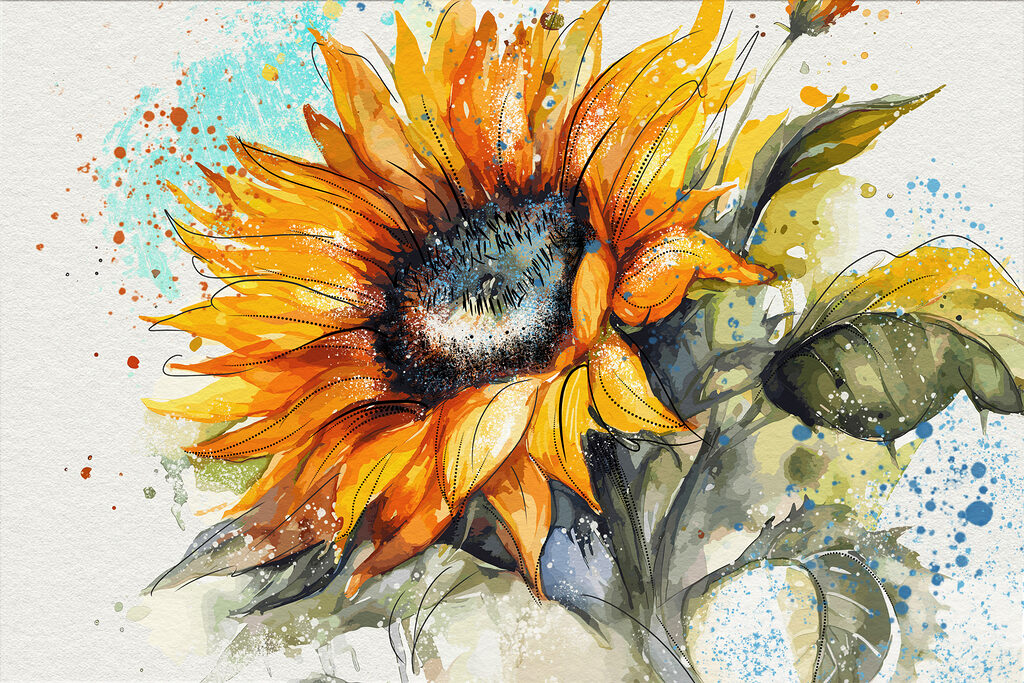 Painting of a sunflower