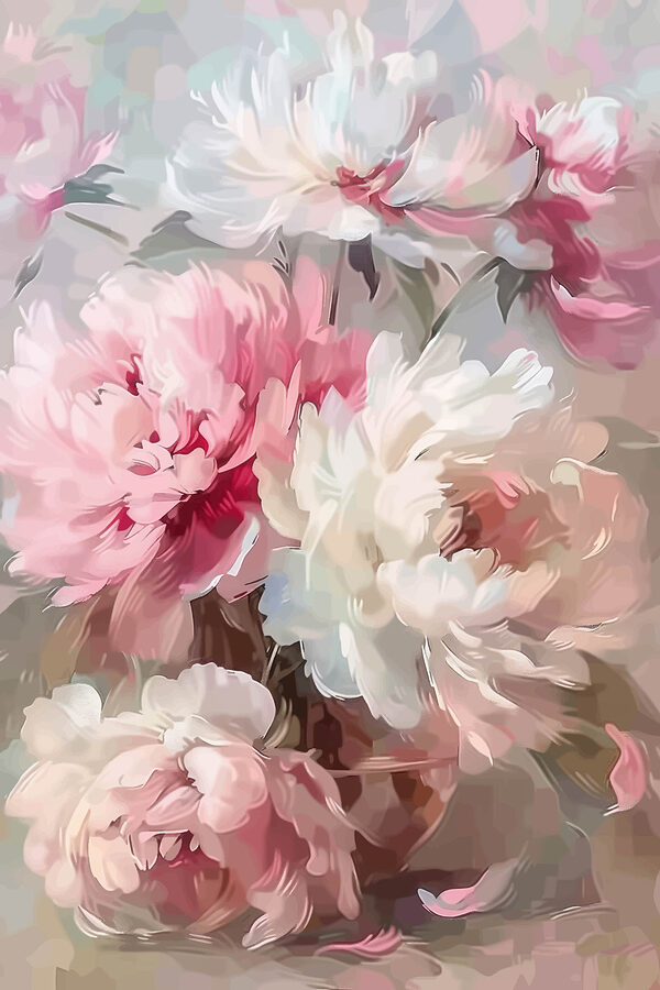Painting of pink and white flowers Painting of pink and white flowers