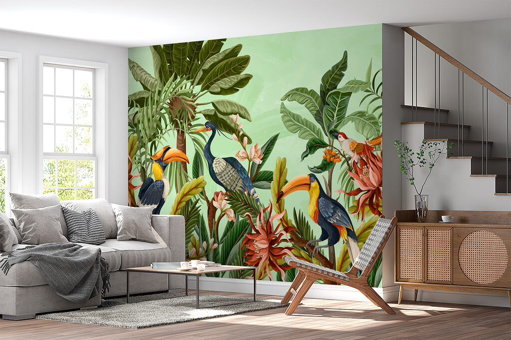 Group of birds and flowers Group of birds and flowers