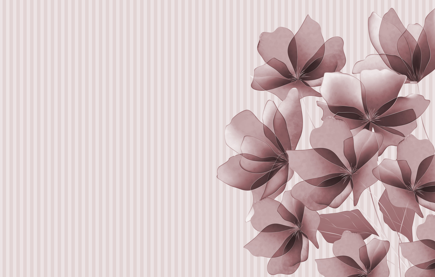 Group of flowers on a striped background Group of flowers on a striped background