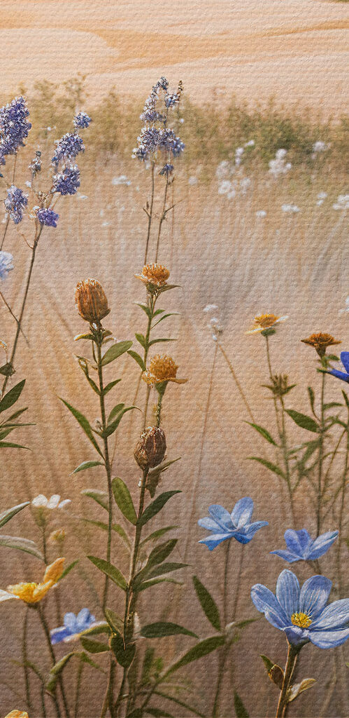 Field of flowers with trees in the background Field of flowers with trees in the background