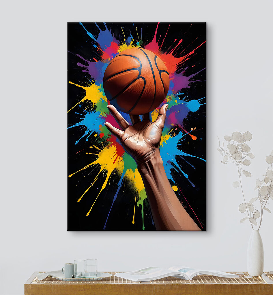 Hand holding a basketball
