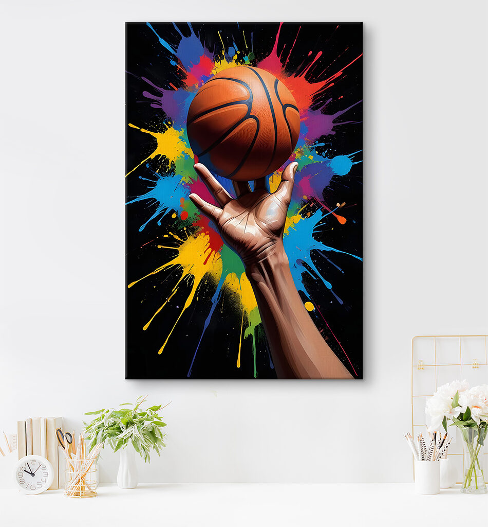 Hand holding a basketball