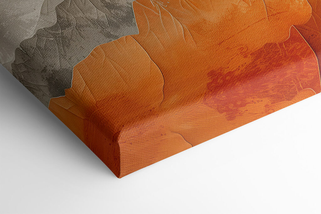 Painting of mountains in orange and white Painting of mountains in orange and white