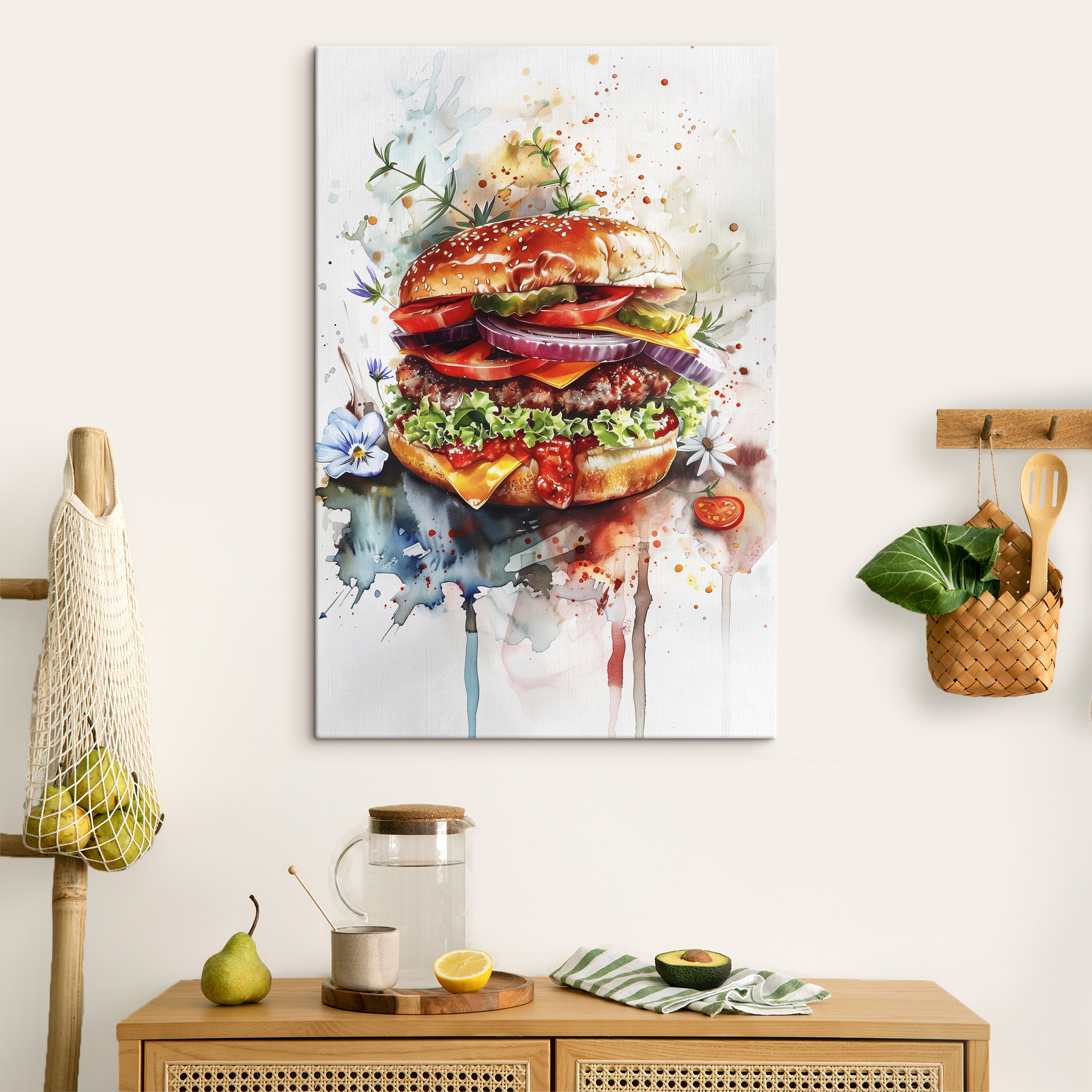 Watercolor of a burger Watercolor of a burger