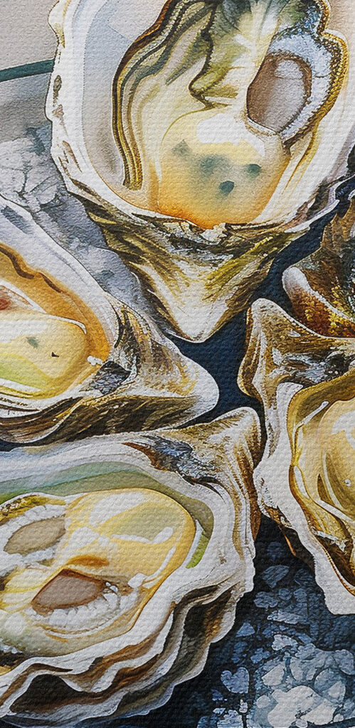 Plate of oysters and lemons Plate of oysters and lemons