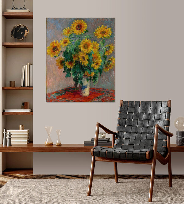 Painting of sunflowers in a vase Painting of sunflowers in a vase