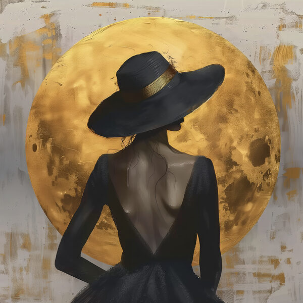 Woman in a black dress and hat Woman in a black dress and hat
