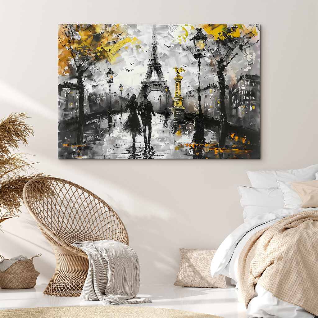 Couple strolling in Parisian art Couple strolling in Parisian art