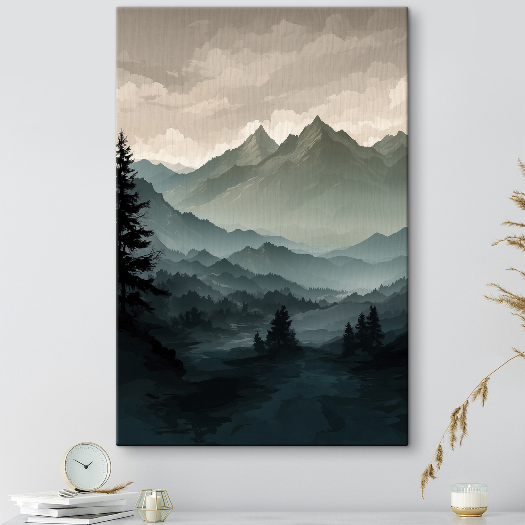 Landscape of mountains and trees Landscape of mountains and trees