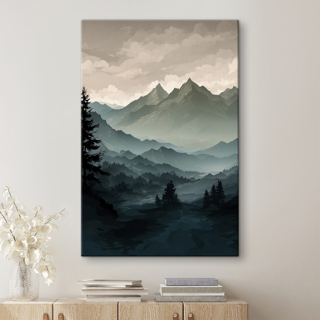 Landscape of mountains and trees Landscape of mountains and trees