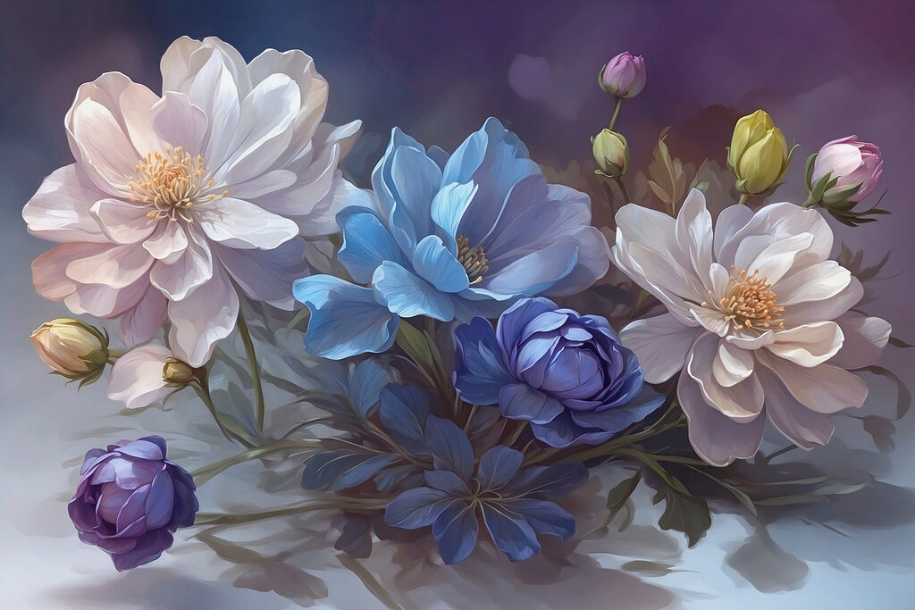 Painting of flowers on a table